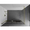 MEXEN/S - KIOTO Sprchová zástěna WALK-IN s poličkou a držákem ručníků 90 x 200, transparent/černá 8 mm, zlatá 800-090-121-50-78