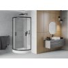 MEXEN/S - Rio sprchový kout čtvrtkruh 70 x 70, dekor, černý + vanička Rio včetně výpustě 863-070-070-70-30-4710