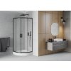 MEXEN/S - Rio sprchový kout čtvrtkruh 80 x 80, dekor, černý + vanička Rio včetně výpustě 863-080-080-70-30-4710