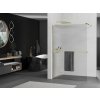 MEXEN/S - Kioto+ Sprchová zástěna WALK-IN s poličkou a držákem ručníků 90 x 200, proužky 8 mm, zlatá 800-090-121-50-09