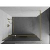 MEXEN/S - Kioto+ Sprchová zástěna WALK-IN s poličkou a držákem ručníků 90 x 200, proužky 8 mm, zlatá 800-090-121-50-09
