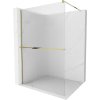 MEXEN/S - Kioto+ Sprchová zástěna WALK-IN s poličkou a držákem ručníků 90 x 200, proužky 8 mm, zlatá 800-090-121-50-09