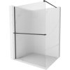 MEXEN/S - Kioto+ Sprchová zástěna WALK-IN s poličkou a držákem ručníků 90 x 200, proužky 8 mm, černá 800-090-121-70-09