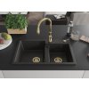 MEXEN/S - Tomas granitový dřez 2-bowl včetně baterie Savita, černá/zlatá metalik 6516-75-672601-50  DOPRAVA ZDARMA