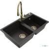 MEXEN/S - Tomas granitový dřez 2-bowl včetně baterie Savita, černá/zlatá metalik 6516-75-672601-50  DOPRAVA ZDARMA