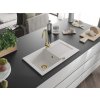 MEXEN/S - Pablo granitový dřez 1 s odkapávačem 752 x 436 mm, bílá, + zlatý sifon 6510751010-20-G