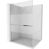 MEXEN/S - Kioto+ L Sprchová zástěna WALK-IN s poličkou a držákem ručníků 80 x 200 cm, transparent/dekor, chrom 800-080-123-01-35