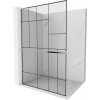 MEXEN/S - Kioto+ L Sprchová zástěna WALK-IN s poličkou a držákem ručníků 80 x 200 cm, černý vzor, chrom 800-080-123-01-78