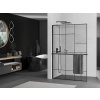 MEXEN/S - Kioto+ L Sprchová zástěna WALK-IN s poličkou a držákem ručníků 80 x 200 cm, černý vzor, černá 800-080-123-70-78