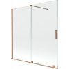 MEXEN/S - Velar Dvoukřídlá posuvná vanová zástěna 160 x 150 cm, transparent, kartáčovaná měď 896-160-000-01-65