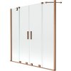 MEXEN/S - Velar Duo Dvoukřídlá posuvná vanová zástěna 160 x 150 cm, transparent, kartáčovaná měď 896-160-000-02-65