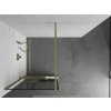 MEXEN/S - Kioto+ Sprchová zástěna WALK-IN s poličkou a držákem ručníků 90 x 200 cm, černý vzor, zlatá kartáčovaná 800-090-121-55-77