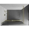 MEXEN/S - Kioto+ Sprchová zástěna WALK-IN s poličkou a držákem ručníků 90 x 200 cm, proužky, zlato kartáčovaná 800-090-121-55-09