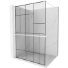MEXEN/S - Kioto+ Sprchová zástěna WALK-IN s poličkou a držákem ručníků 90 x 200 cm, černý vzor, bílá 800-090-121-20-78