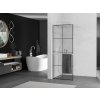 MEXEN/S - Kioto+ Sprchová zástěna WALK-IN s poličkou a držákem ručníků 90 x 200 cm, černý vzor, bílá 800-090-121-20-77