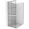 MEXEN/S - Kioto+ Sprchová zástěna WALK-IN s poličkou a držákem ručníků 90 x 200 cm, černý vzor, bílá 800-090-121-20-77