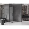 MEXEN/S - Velar Sprchová zástěna posuvná Walk-in 85 x 200 cm, dekor 8 mm, černá 871-085-000-33-70