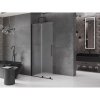 MEXEN/S - Velar Sprchová zástěna posuvná Walk-in 85 x 200 cm, dekor 8 mm, černá 871-085-000-33-70