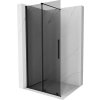 MEXEN/S - Velar Sprchová zástěna posuvná Walk-in 90 x 200 cm, grafit 8 mm, černá 871-090-000-43-70