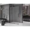 MEXEN/S - Velar Sprchová zástěna posuvná Walk-in 140 x 200 cm, dekor 8 mm, černá 871-140-000-33-70