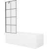 MEXEN/S - Cubik obdélníková vana 170 x 70 cm s panelem + vanová zástěna 70 cm, černá vzor 550317070X9507007077
