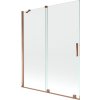 MEXEN/S - Velar Dvoukřídlá posuvná vanová zástěna 140 x 150 cm, transparent, růžové zlato 896-140-000-01-60