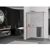 MEXEN/S - KIOTO Sprchová zástěna WALK-IN s poličkou a držákem ručníků 70 x 200, transparent/černá 8 mm, růžové zlato 800-070-121-60-70