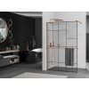 MEXEN/S - KIOTO Sprchová zástěna WALK-IN s poličkou a držákem ručníků 70 x 200, transparent/černá 8 mm, růžové zlato 800-070-121-60-78