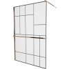 MEXEN/S - KIOTO Sprchová zástěna WALK-IN s poličkou a držákem ručníků 70 x 200, transparent/černá 8 mm, růžové zlato 800-070-121-60-78