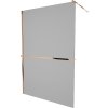MEXEN/S - KIOTO Sprchová zástěna WALK-IN s poličkou a držákem ručníků 80 x 200, grafit 8 mm, růžové zlato 800-080-121-60-40