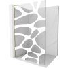 MEXEN/S - Kioto L Sprchová zástěna WALK-IN 90 x 200 cm, bílý vzor, zlatá 800-090-103-50-97