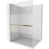 MEXEN/S - Kioto+ L Sprchová zástěna WALK-IN s poličkou a držákem ručníků 80 x 200 cm, transparent/dekor, zlatá 800-080-123-50-35