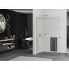 MEXEN/S - Kioto+ L Sprchová zástěna WALK-IN s poličkou a držákem ručníků 90 x 200 cm, proužky, zlato 800-090-123-50-09