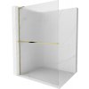 MEXEN/S - Kioto+ L Sprchová zástěna WALK-IN s poličkou a držákem ručníků 100 x 200 cm, proužky, zlato 800-100-123-50-09