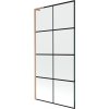 MEXEN/S - Next L vanová zástěna FIX 90 x 150 cm, černá vzor,  měď kartáčovaná 895-090-000-03-77-65
