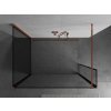 MEXEN/S - Kioto Sprchová zástěna WALK-IN 90 x 80 x 40 cm, černá vzor, růžové zlato 800-090-080-221-60-70-040