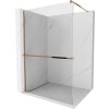 MEXEN/S - Kioto+ Sprchová zástěna WALK-IN s poličkou a držákem ručníků 95 x 200 cm, transparent, růžové zlato 800-095-121-60-00