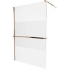 MEXEN/S - KIOTO Sprchová zástěna WALK-IN s poličkou a držákem ručníků 70 x 200, transparent/matné sklo 8 mm, růžové zlato 800-070-121-60-35