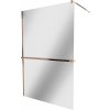 MEXEN/S - KIOTO Sprchová zástěna WALK-IN s poličkou a držákem ručníků 70 x 200, zrcadlové 8 mm, růžové zlato 800-070-121-60-50