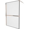 MEXEN/S - KIOTO Sprchová zástěna WALK-IN s poličkou a držákem ručníků 80 x 200, transparent/černá 8 mm, růžové zlato 800-080-121-60-70