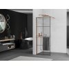 MEXEN/S - KIOTO Sprchová zástěna WALK-IN s poličkou a držákem ručníků 80 x 200, transparent/černá 8 mm, růžové zlato 800-080-121-60-77