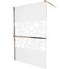 MEXEN/S - KIOTO Sprchová zástěna WALK-IN s poličkou a držákem ručníků 80 x 200, transparent/bílý dekor 8 mm, růžové zlato 800-080-121-60-85
