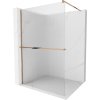 MEXEN/S - Kioto+ Sprchová zástěna WALK-IN s poličkou a držákem ručníků 90 x 200, proužky 8 mm, růžové zlato 800-090-121-60-09