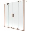 MEXEN/S - Velar Duo Dvoukřídlá posuvná vanová zástěna 140 x 150 cm, transparent, růžové zlato 896-140-000-02-60