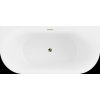 MEXEN/S - Oval vana volně stojící nástěnná 150 x 75 cm, bílá/černá, sifon a přepad zlatá 52671507575-50