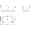 MEXEN/S - Oval vana volně stojící nástěnná 150 x 75, bílá/černá, sifon a přepad růžové zlato 52671507575-60