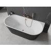 MEXEN/S - Oval vana volně stojící nástěnná 160 x 80 cm, bílá/černá, sifon a přepad růžové zlato 52671608075-60