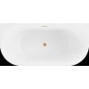 MEXEN/S - Oval vana volně stojící nástěnná 160 x 80 cm, bílá/černá, sifon a přepad měď kartáčovaná 52671608075-65