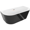 MEXEN/S - Oval vana volně stojící nástěnná 160 x 80, bílá/černá, sifon a přepad měď kartáčovaná 52671608075-65