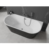 MEXEN/S - Oval vana volně stojící nástěnná 160 x 80, bílá/černá, sifon a přepad grafit kartáčovaná 52671608075-66